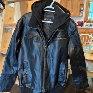 Guess Faux Leather Hooded jacket. Size large.